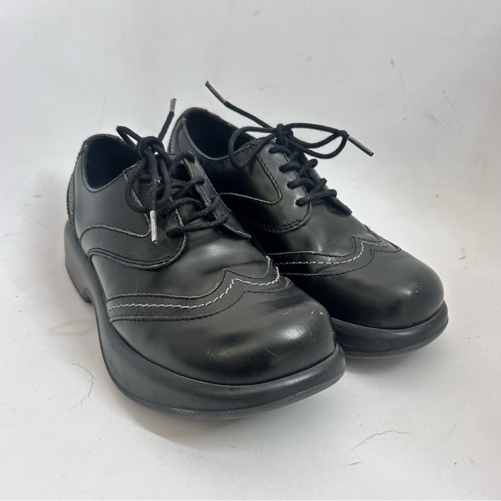DANSKO Rare Vintage Y2K Black Wingtip Lace-Up Platform Chunky Oxfords 39 8.5 - Picture 3 of 9